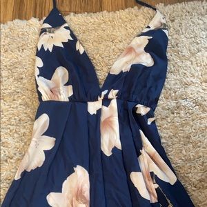 Floral/tropical blue dress